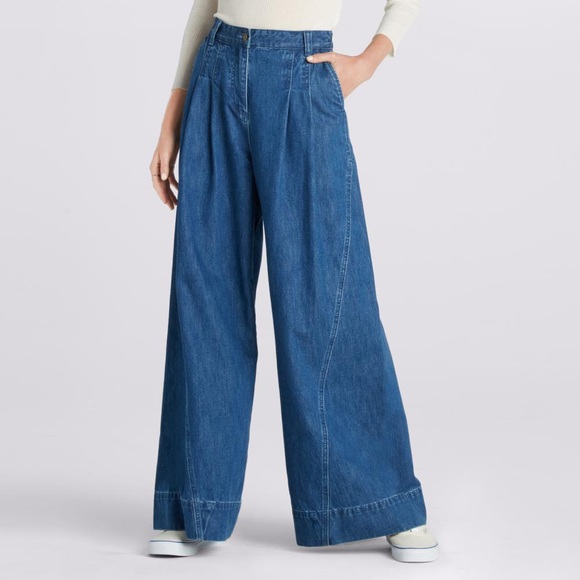 Ulla Johnson Denim Wide-Leg Jeans in Blue - Picture 3 of 15
